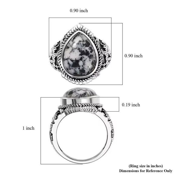Artisan Crafted White Buffalo 9.10 ctw Solitaire Ring Sterling Silver Size 7 New - Picture 6 of 6